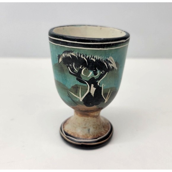 Vintage Stone Egg Cup Kenya Rhino Africa Safari Savanna Hand Carved Etched 3" - Picture 5 of 10